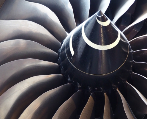 Close Up Of The Propeller Of A Jet Aeroplane Engine